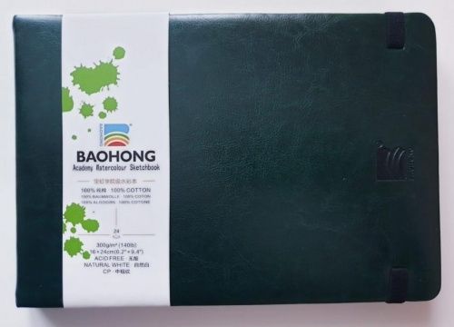 BAOHONG, Скетчбук (24 листа), хлопок, 300 гр/м.кв, Среднезернистая 160x240мм